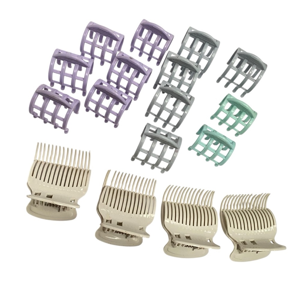 Lot of 17 Replacement Clips for Hot Roller Curler Sets Green Lavender + Claws